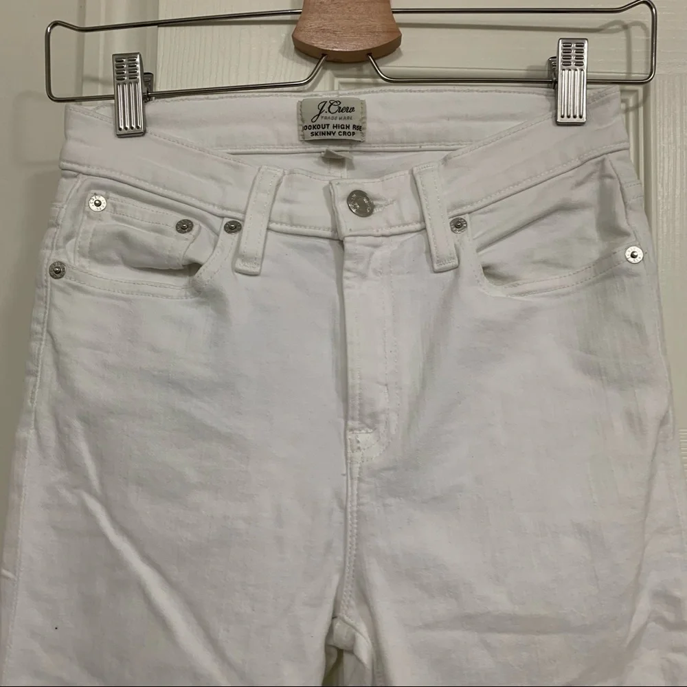 J Crew White Distressed Lookout High Rise Skinny Crop Jeans Size 26